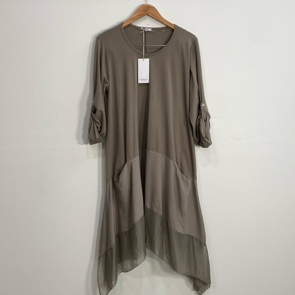 Lea Rigoli Dresses & Skirts - Lea Rigoli XL Boho Asymmetrical Dress Tan